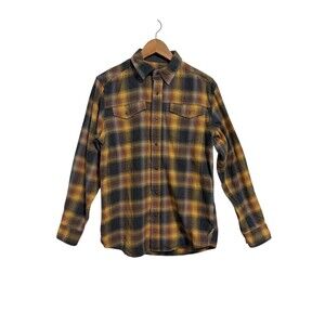 Dakota Grizzly Flannel‎ Shirt Mens M Yellow Brown Plaid Button Up Heavyweight